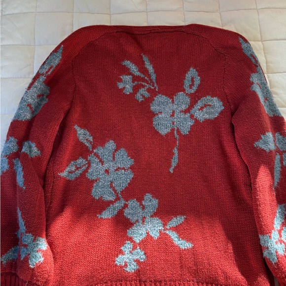 Sundance Red and Blue Floral Cardigan Sweater - Picture 6 of 8